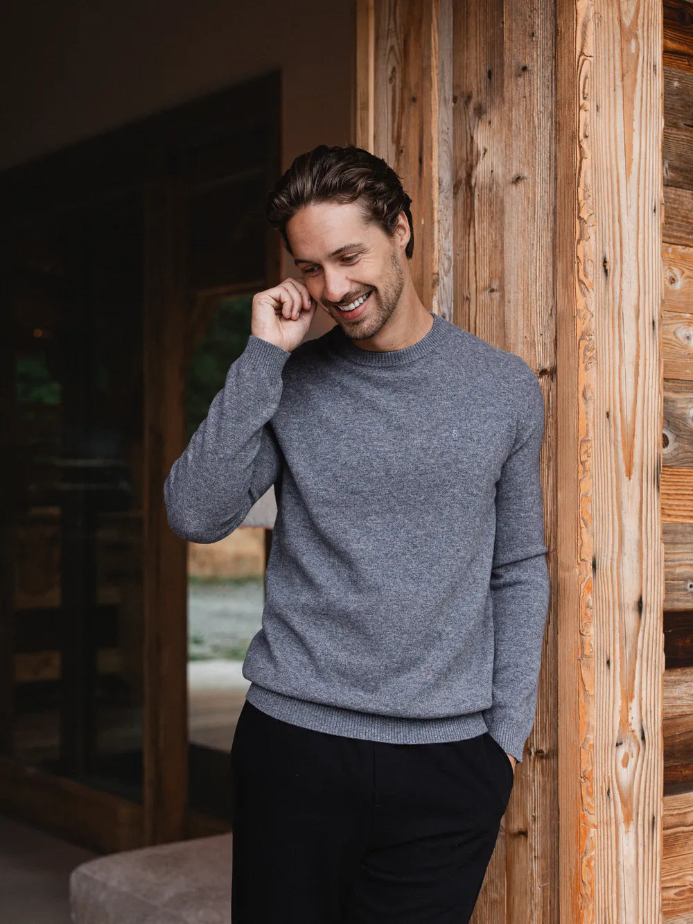 Grey Wool Crewneck Pullover