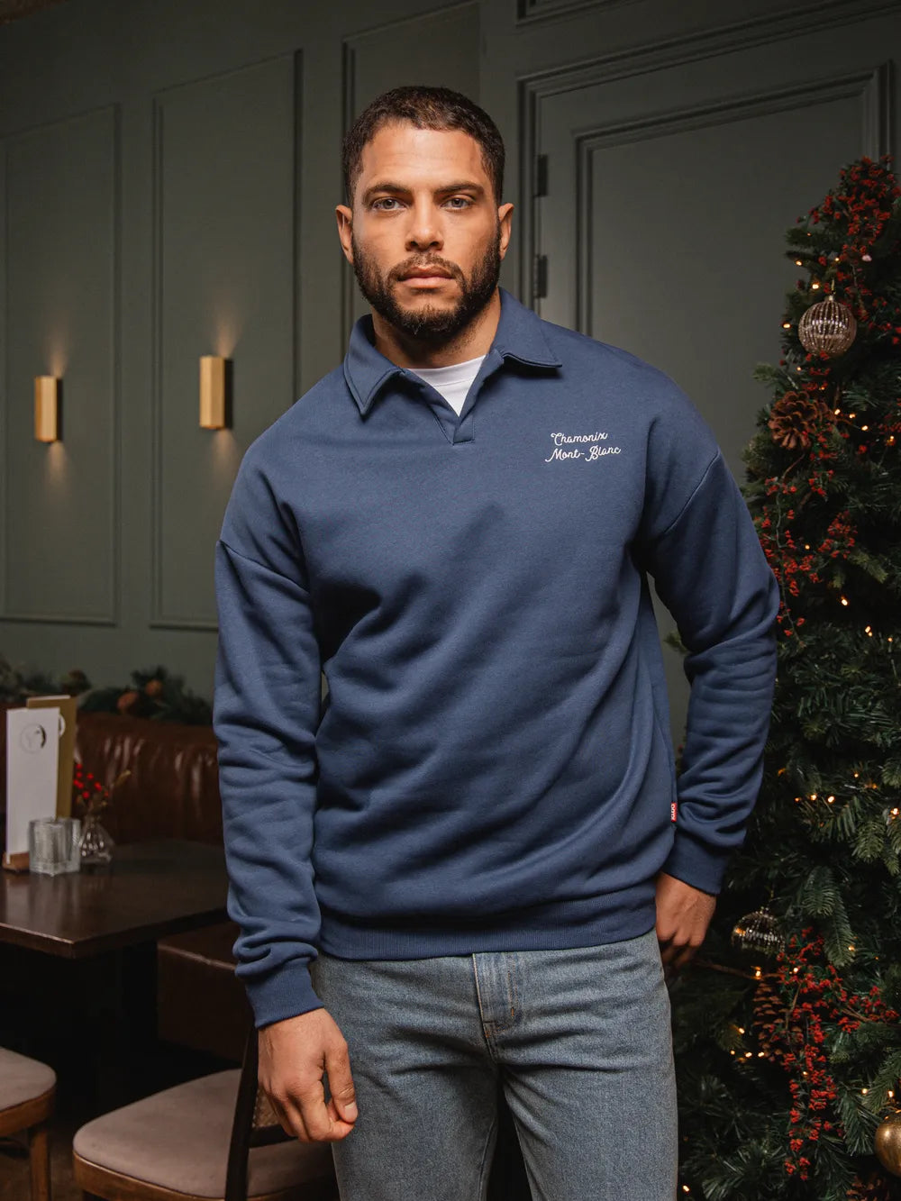 Grüner Chamonix V-Ausschnitt Polo-Pullover