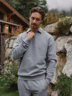 Dark Gray Melange Polo Zipper Sweater