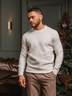 Off White Detail Texture Sweater