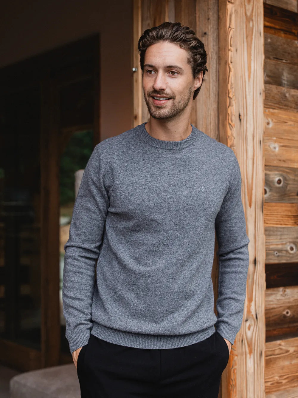 Grey Wool Crewneck Pullover