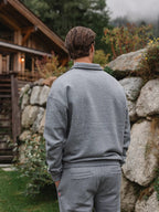 Dark Gray Melange Polo Zipper Sweater