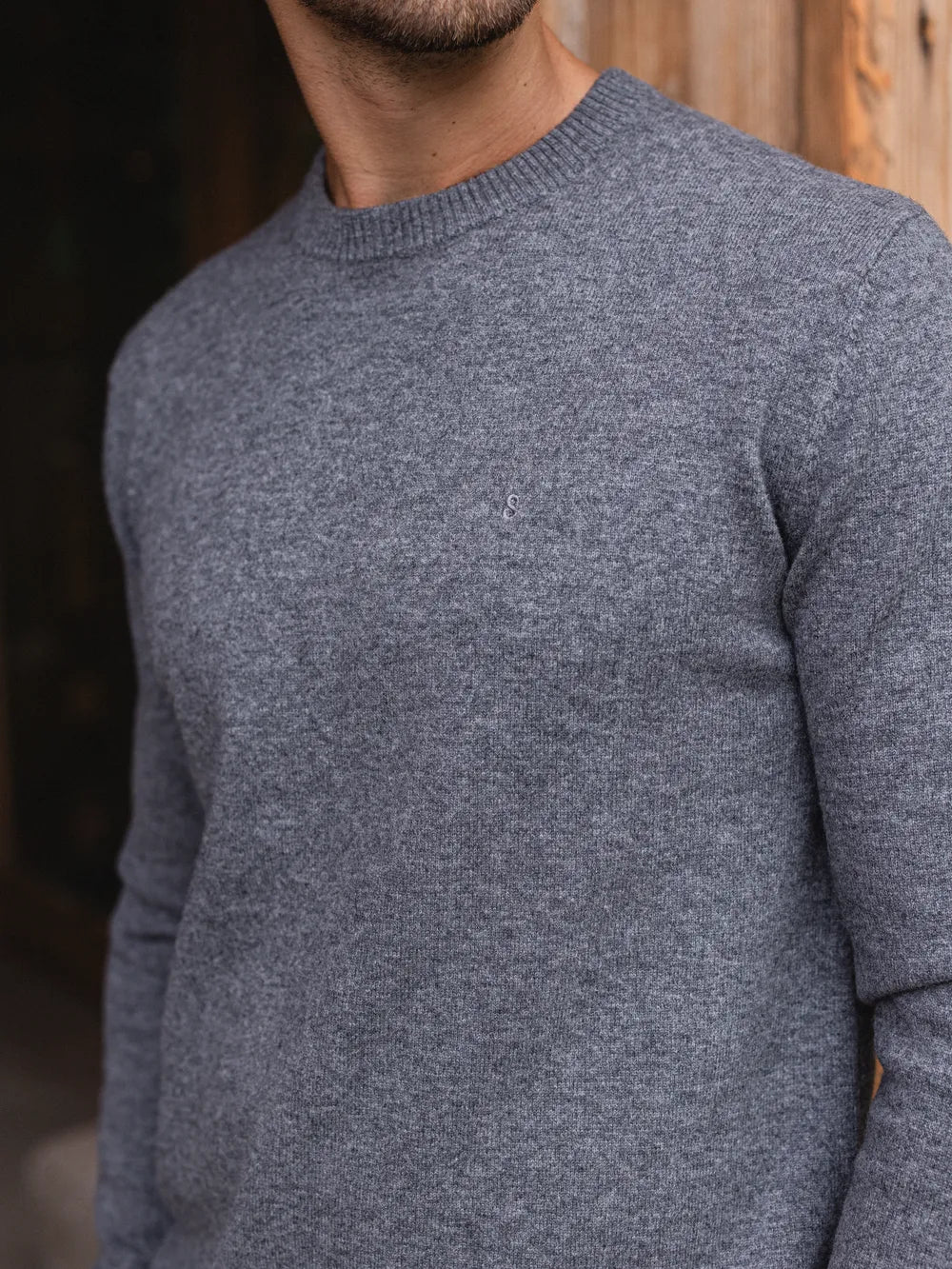 Grey Wool Crewneck Pullover