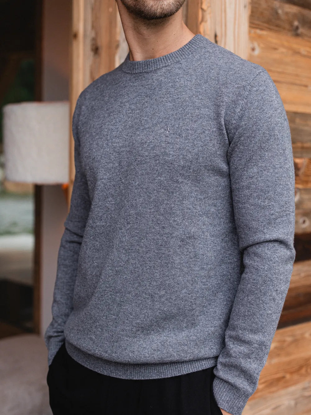 Grey Wool Crewneck Pullover