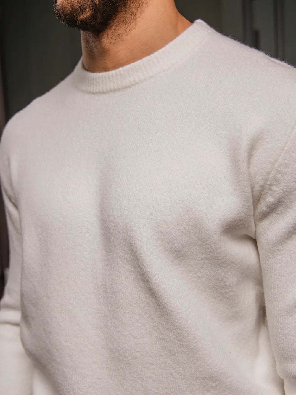 Off White Detail Texture Sweater