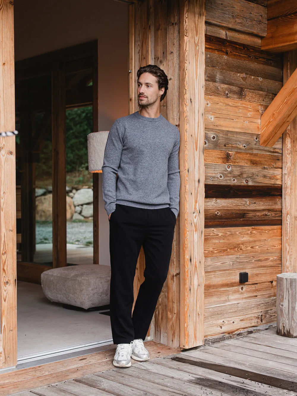 Grey Wool Crewneck Pullover