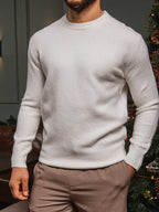 Off White Detail Texture Sweater