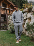 Dark Gray Melange Polo Zipper Sweater