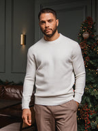 Off White Detail Texture Sweater