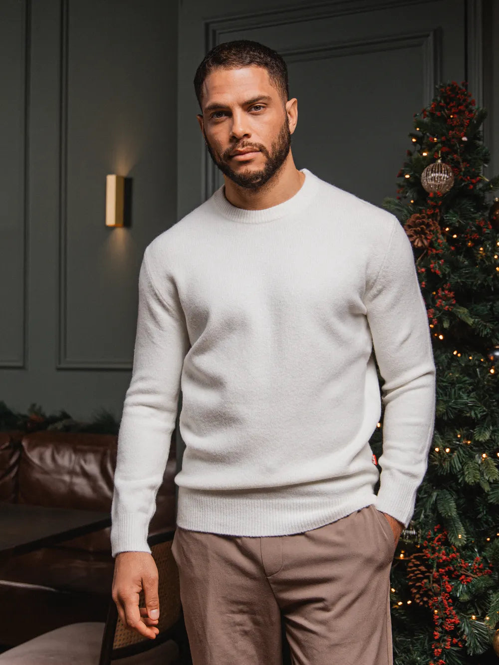 Off White Detail Texture Sweater