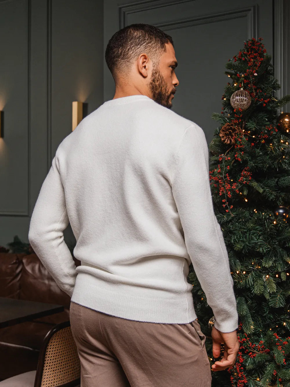 Off White Detail Texture Sweater