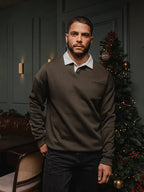 Army Collar Oversized Polo Sweater