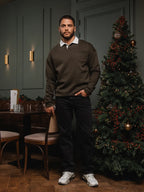 Army Collar Oversized Polo Sweater