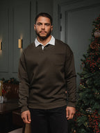 Army Collar Oversized Polo Sweater