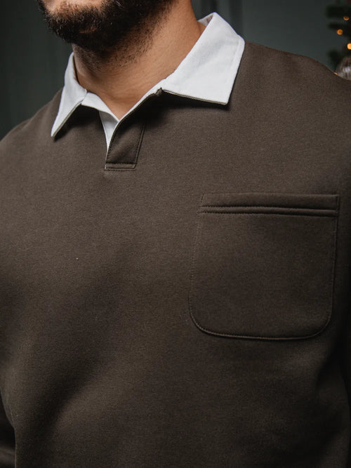 Polo-Pullover mit Army-Kragen im Oversize-Stil