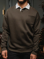 Army Collar Oversized Polo Sweater