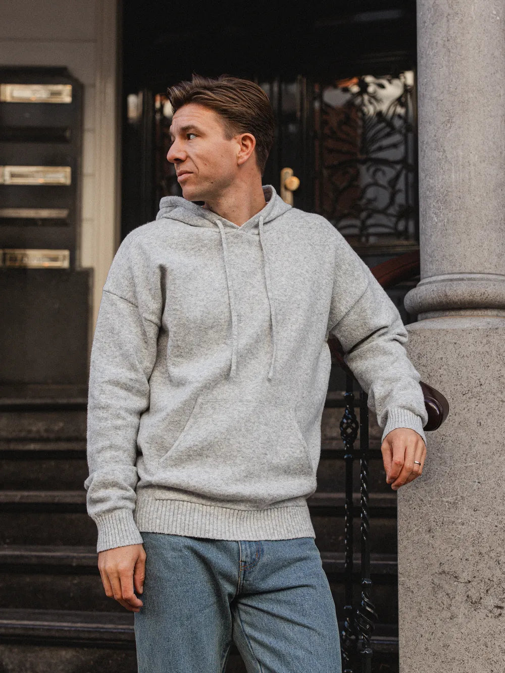 Light Grey Knit Hoodie