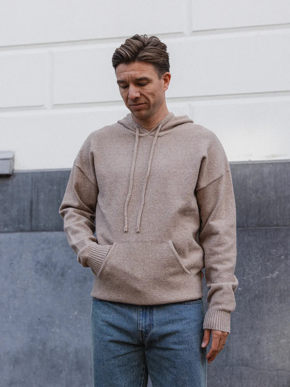 Light Brown Knit Hoodie