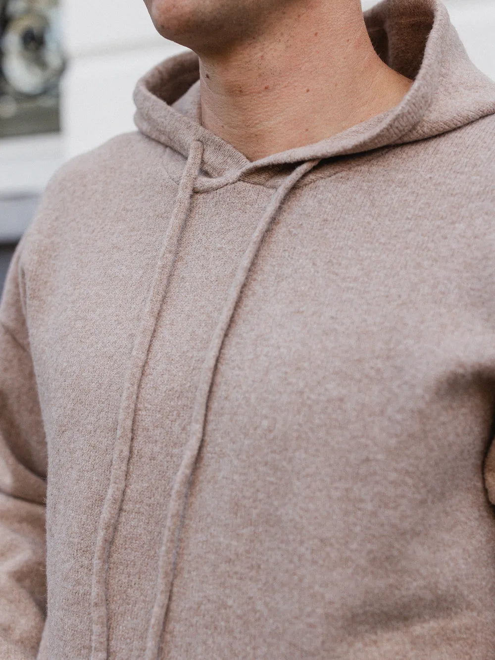 Light Brown Knit Hoodie