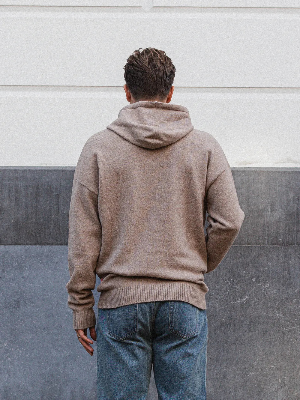 Light Brown Knit Hoodie