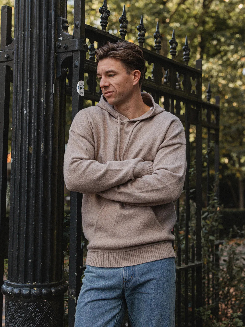 Light Brown Knit Hoodie