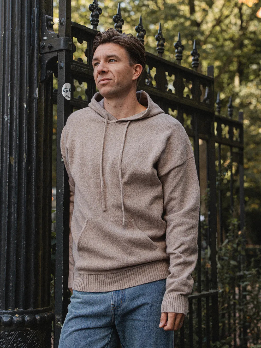 Light Brown Knit Hoodie