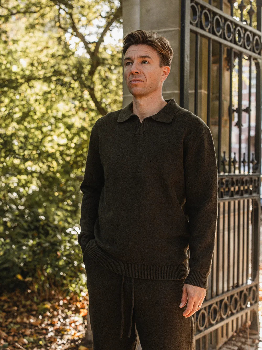 Army Knit V-Neck Polo