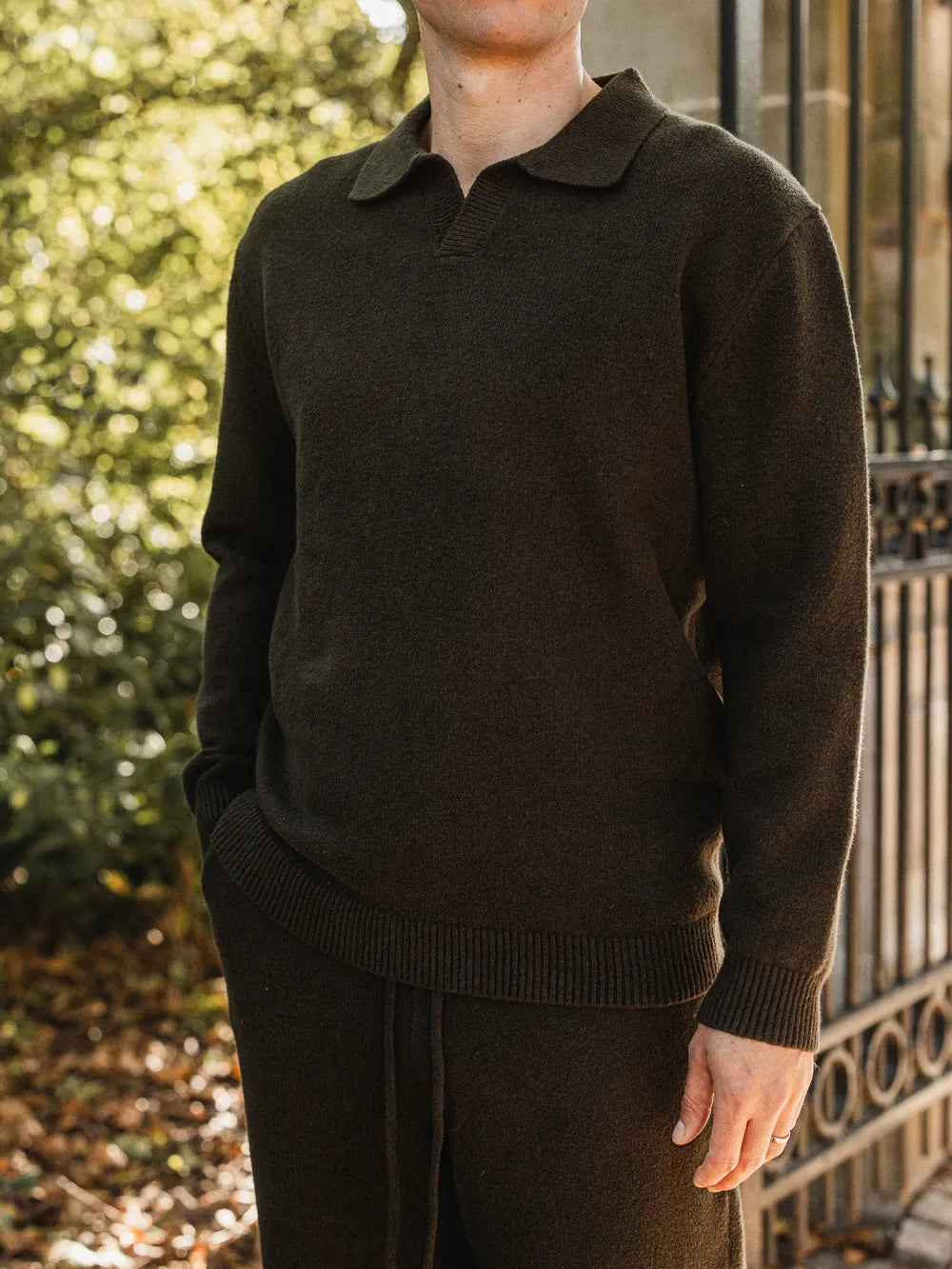 Army Knit V-Neck Polo