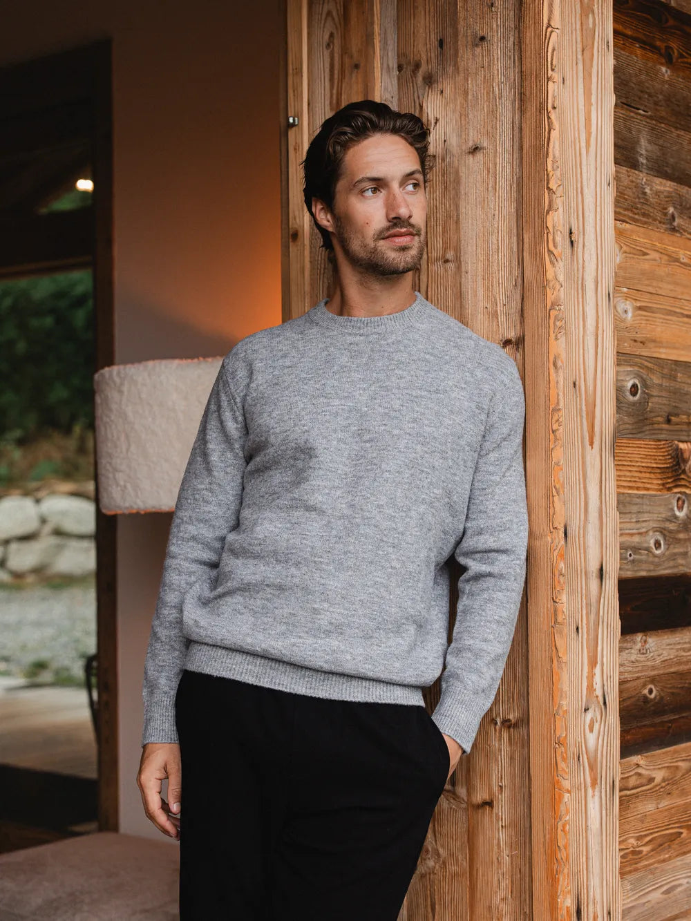 Grey Wool Crewneck Pullover