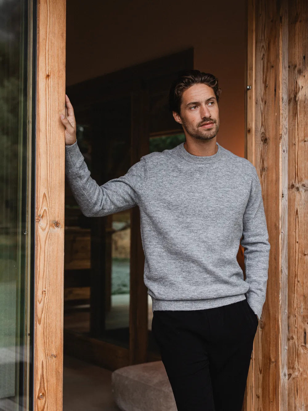Grey Wool Crewneck Pullover