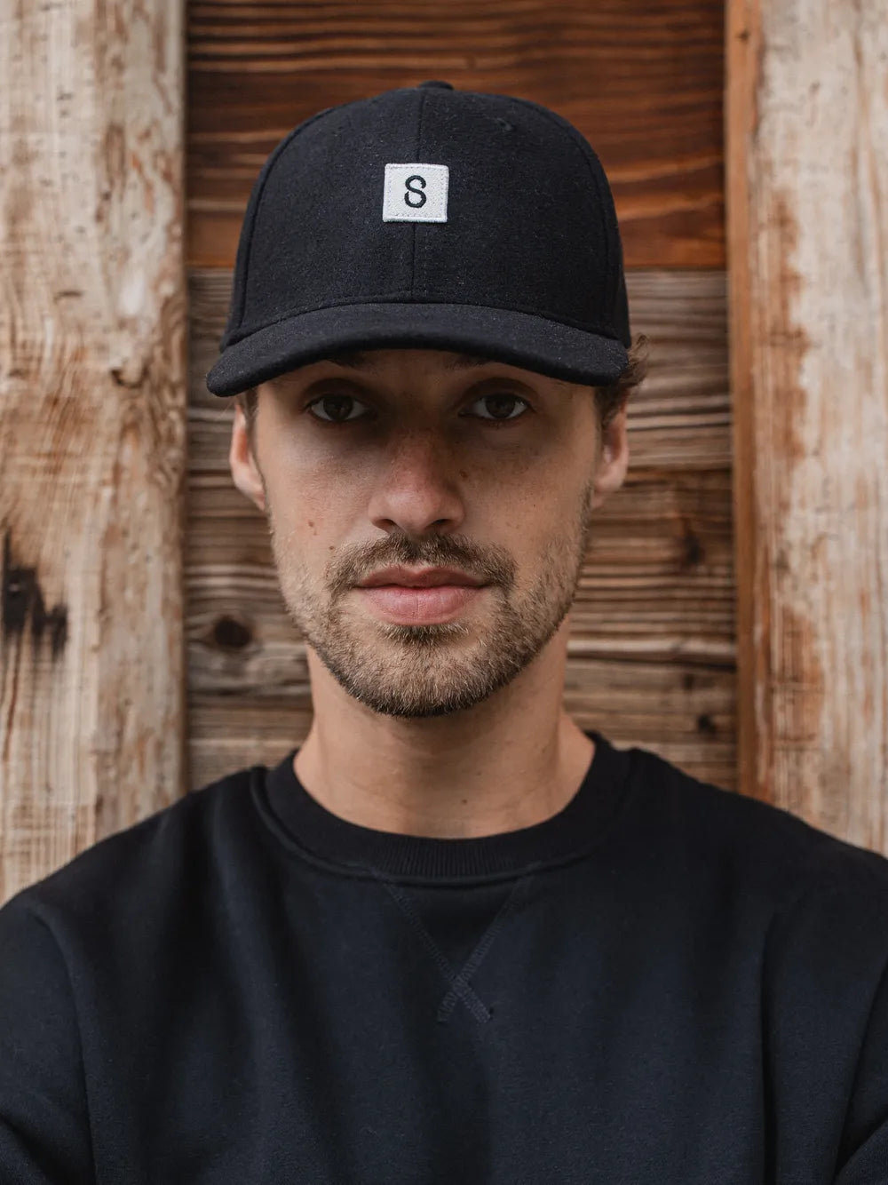 Black Wool Patch Cap