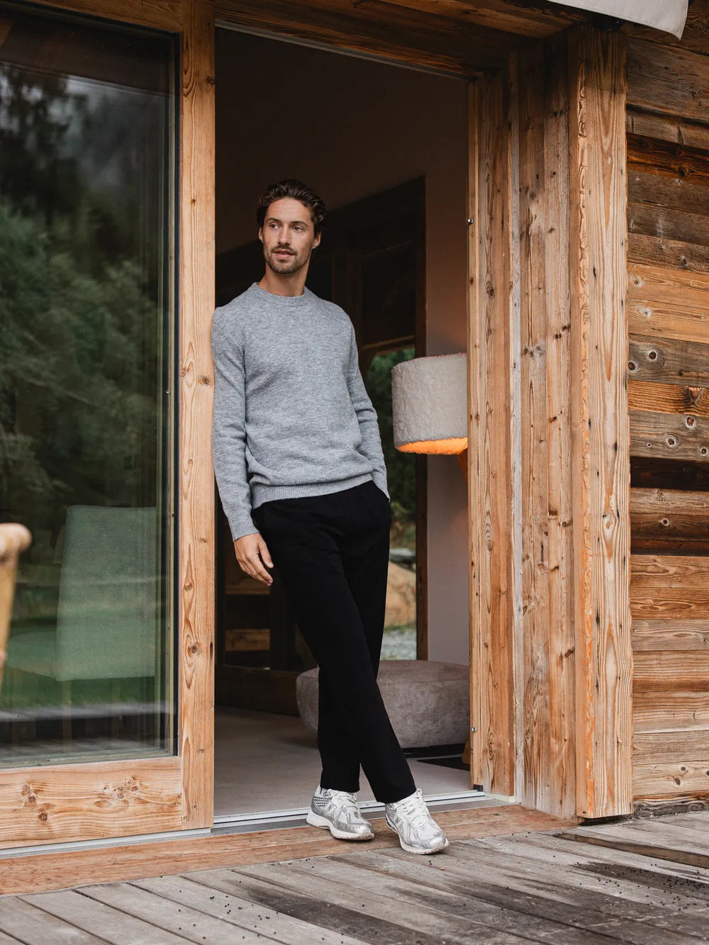 Grey Wool Crewneck Pullover