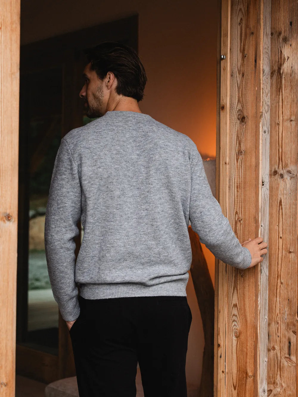 Grey Wool Crewneck Pullover