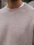 Brown Knit Oversized Raglan Sweater