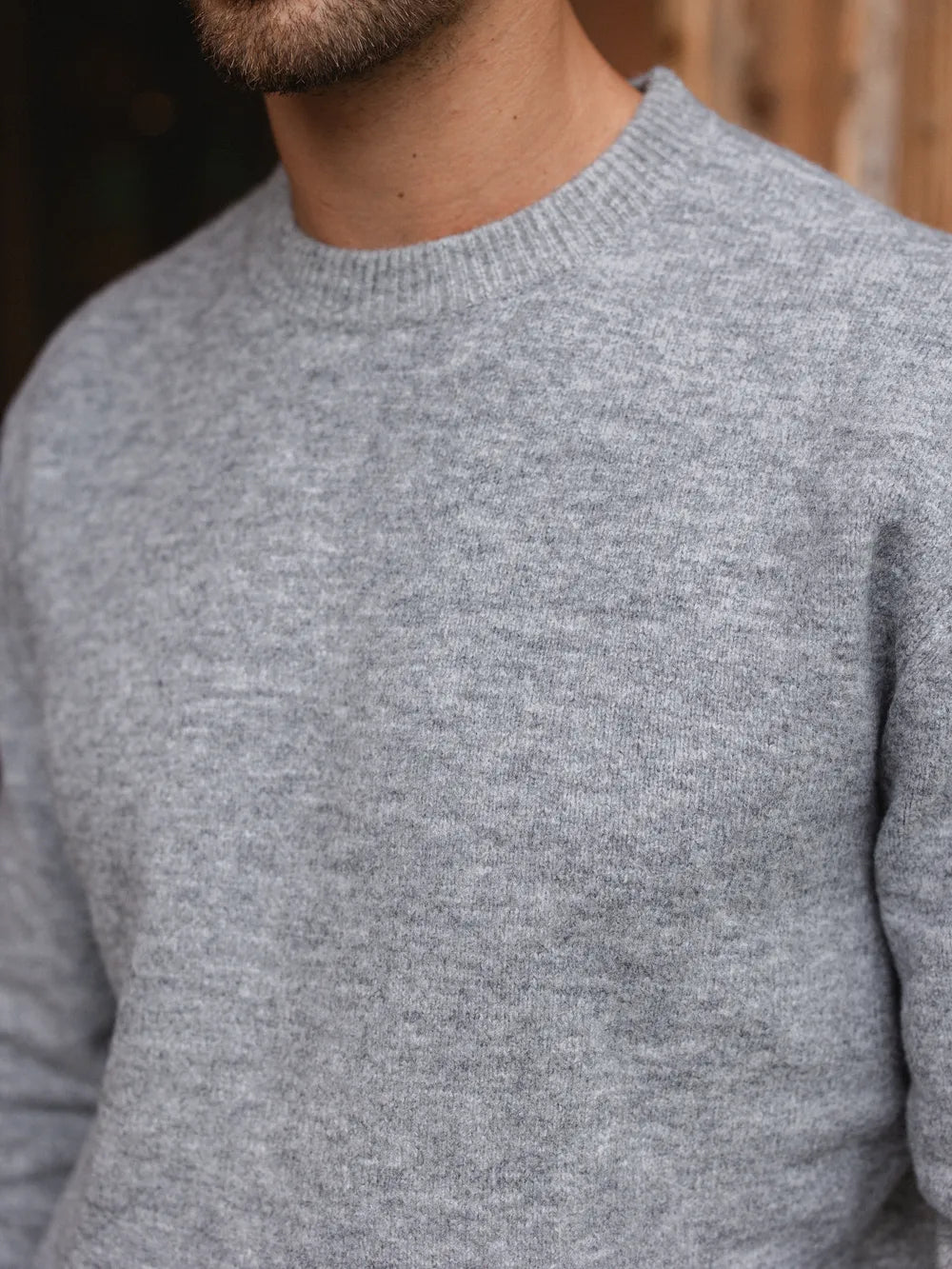 Grey Wool Crewneck Pullover
