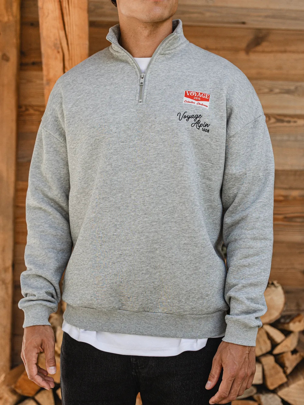 Grey Voyage Half Zip Sweater