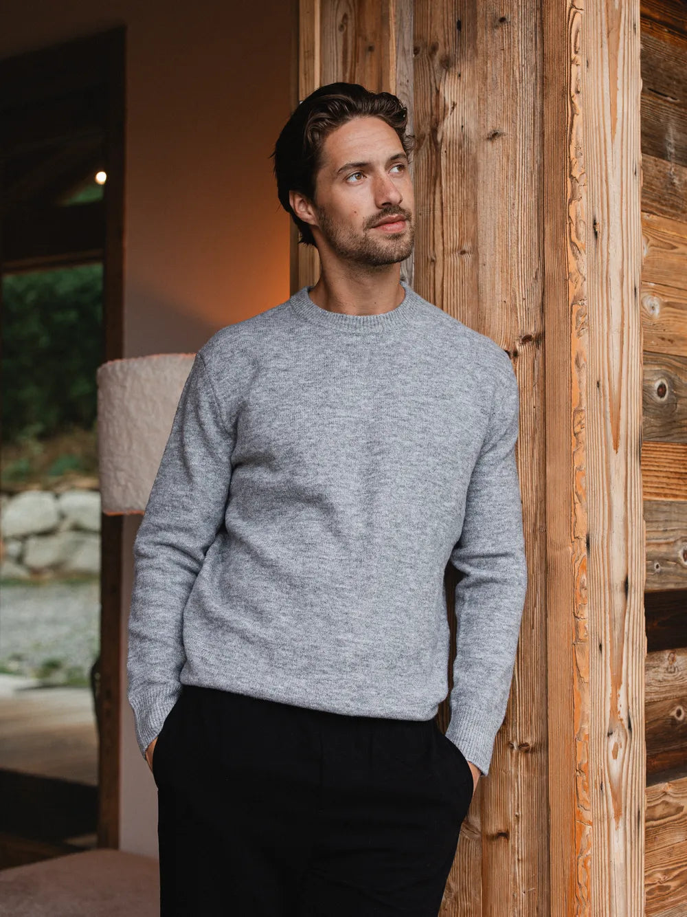 Grey Wool Crewneck Pullover