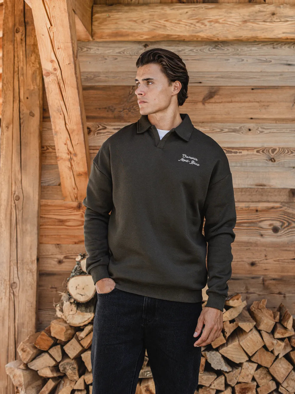 Green Chamonix V-Neck Polo Sweater