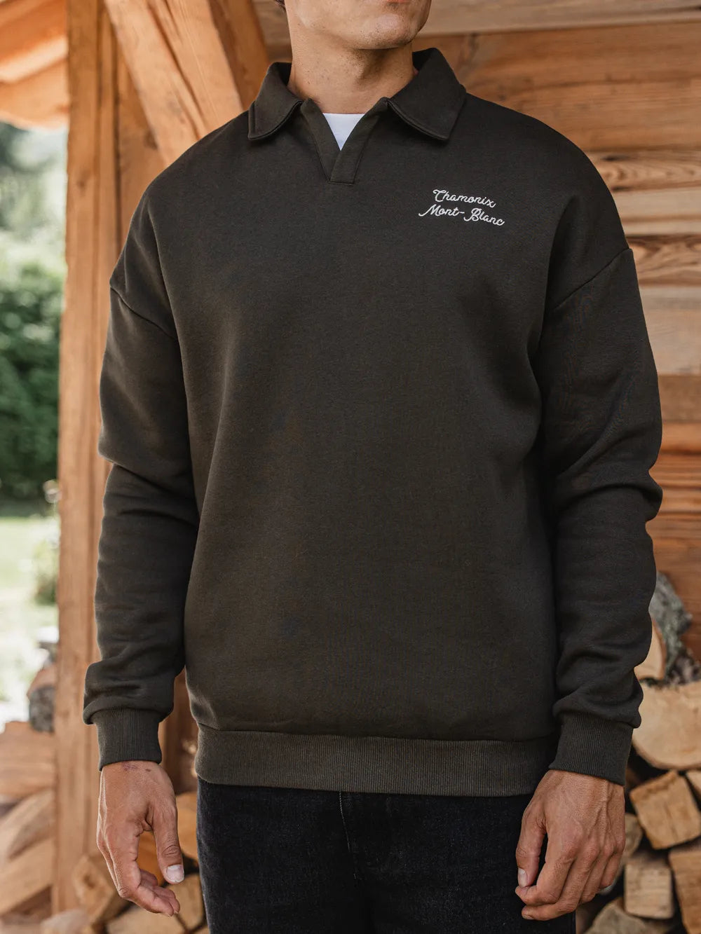 Green Chamonix V-Neck Polo Sweater