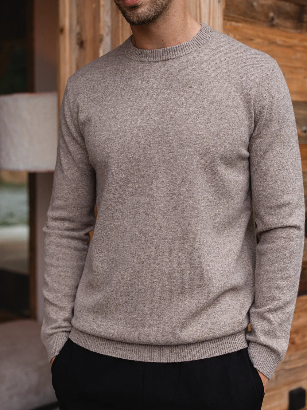 Brown Wool Crewneck Pullover