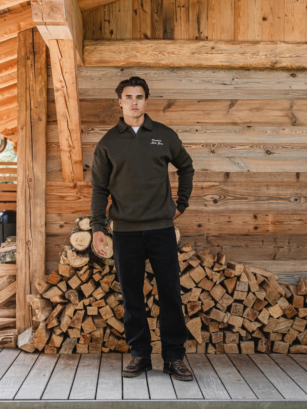 Green Chamonix V-Neck Polo Sweater