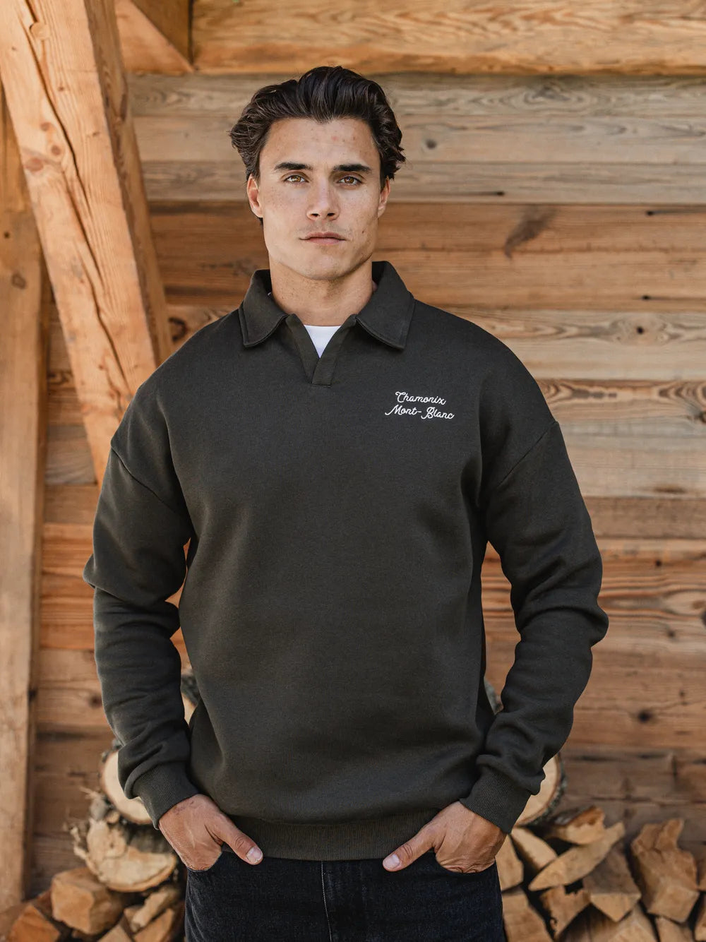 Green Chamonix V-Neck Polo Sweater