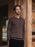 Brown Melange Wool V-Neck