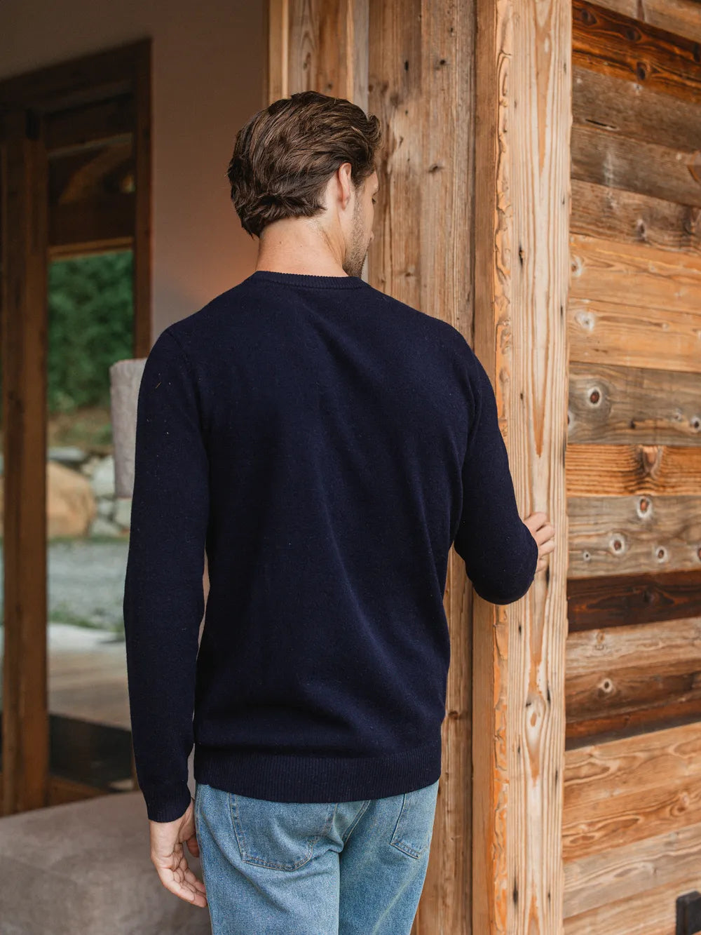 Navy Wool Crewneck Pullover