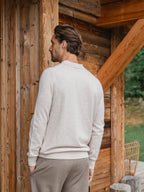 Beige Melange Wool Button Polo