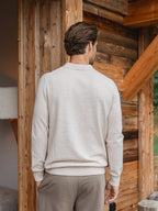 Beige Melange Wool Button Polo