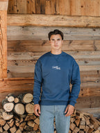 Blauer Alpine Oversize-Pullover