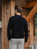 Black Wool Button Polo