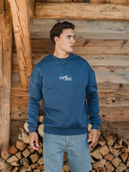 Blauer Alpine Oversize-Pullover