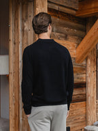 Black Wool Button Polo